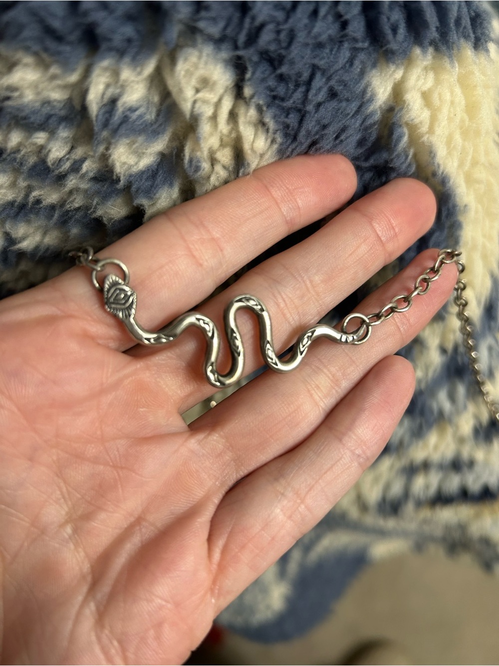 Handmade silver snake necklace